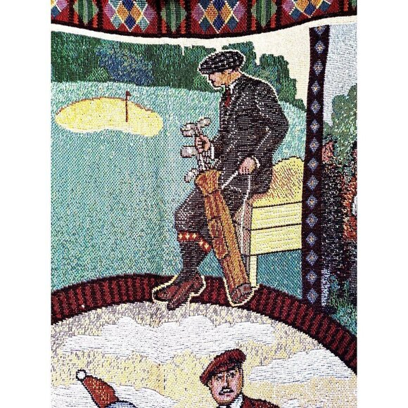 American Weavers Vintage Tapestry Blanket Golf Themed - Picture 8 of 11